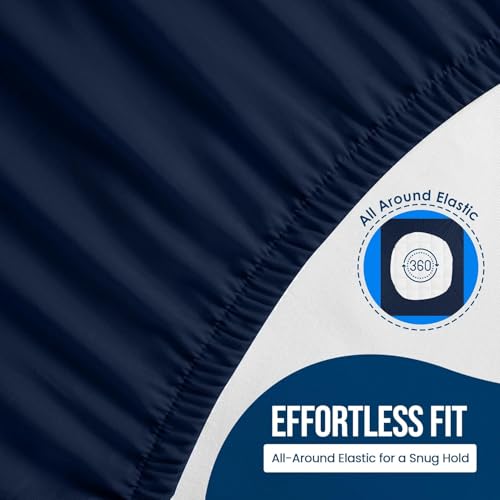 Image of 100% Waterproof Premium Cotton Feel Mattress Protector Queen Size, 78x60 Inches | Breathable and Hypoallergenic Ultra Soft Fitted Bed Protector Cover Fits Upto 10 Inches- Queen (Blue)