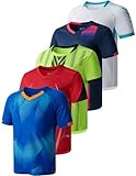 5 Pack Boys Athletic T Shirts, Youth Kids Dry Fit Short Sleeve Tees Performance Tops Activewear Clothing Bulk (Set 4, X-Large)
