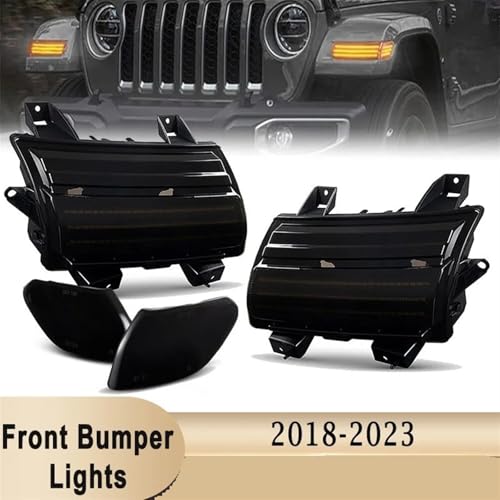 Dynamiczne światło kierunkowskazu LED przedni zderzak biały DRL żółty płynący kierunkowskaz dla Jeep dla Wrangler JL 2018-2022 boczny znacznik błotnik koło brwi