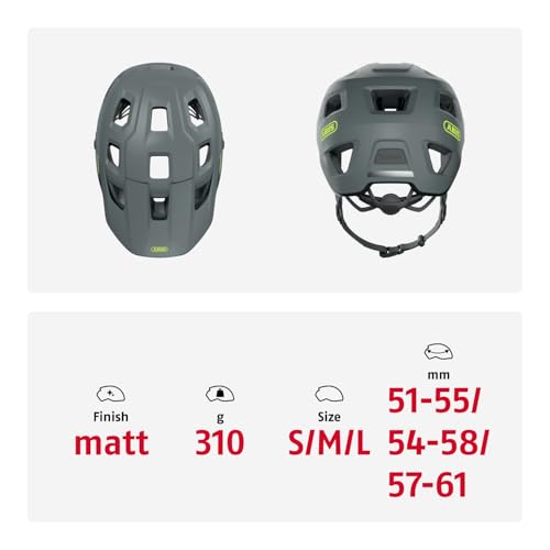 ABUS MTB-Helm MoDrop - robuster Fahrradhelm mit guter Belüftung für Mountainbiker - individuelle Passform - für Damen und Herren - Grau… – Ansicht 6