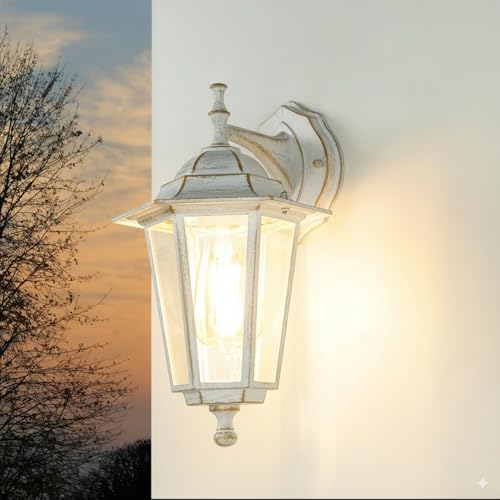 Licht-Erlebnisse Außenwandleuchte Glas Aluminium Weiß Gold IP44 Terrasse...