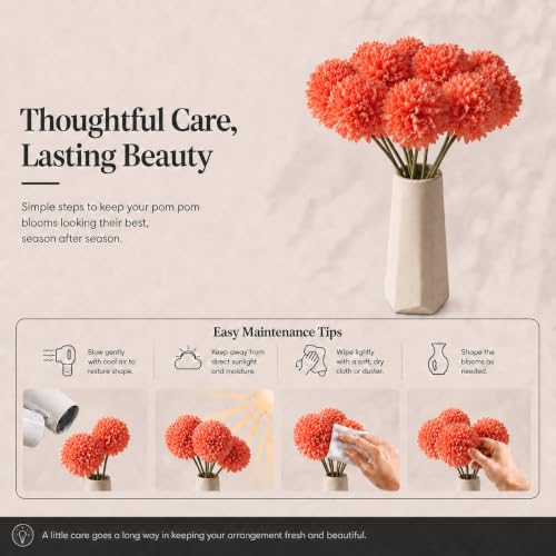 Image of Mandy's 12pcs Artificial Coral Ball Chrysanthemum Flowers