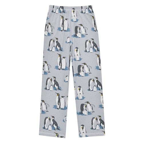 ZZXXB Retro Penguin and Snow Boys Long Pants Soft Trousers Elastic Waist Kids Lounge Bottoms with Pockets S-XL