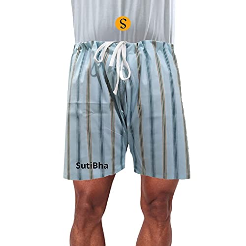 Image of Men's Lattha Traditional Pure Cotton Underwear aka Patta wala Janghiya, Dhari wala / Striped Undergarment, Khadi Latthe Ka Jangia, Nicker,Chaddi; Nade wala kachha with wide Miyani /Asan & Back Pocket & Drawstring /Nada