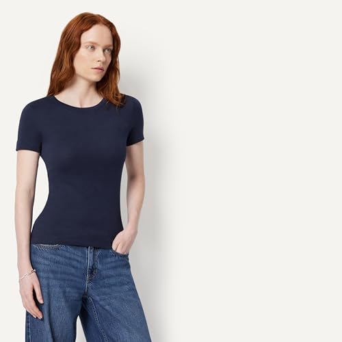 Image of Amazon Essentials Women's Slim-Fit Short-Sleeve Crewneck T-Shirt, Pack of 2