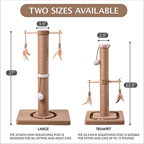 Generic Mecool Cat Scratching Post Tall Kitten Posts Tree Premium Scratcher Natural Jute Ropes Tracking Interactive Heavy Base Cat Scratch Deterrent Indoor Cats (Beige) (Medium-23), 23 Inch (Pack 1) #TOP6