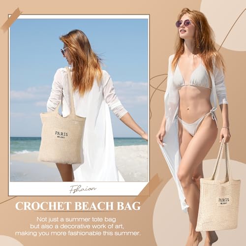 Image of Trifabricy Beach Bags for Women, Woven Straw Tote Bags,Large Beach Bag, Weaving Swim Shopping Travel Bag Waterproof