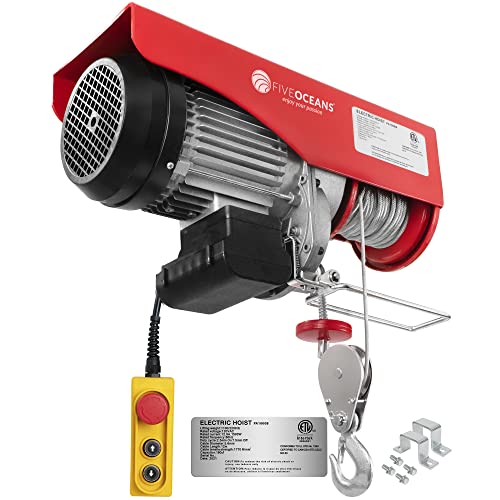 60% Off Discount Five Oceans 2200 LB Electric Overhead Hoist Lift Crane Ceiling Garage Pulley Winch with Zinc-Plated Steel Wire and Remote Control, FO-3820-1