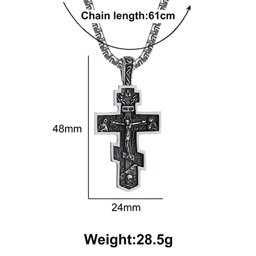 KOMI 316L Stainless Steel Necklace Jesus Crucifix Cross Necklace For Men Celtic Orthodox Cross Necklace Virgin Mary Pendant Necklace Viking Rune Chain Necklace Religious Christian Jewelry Gifts For Men2