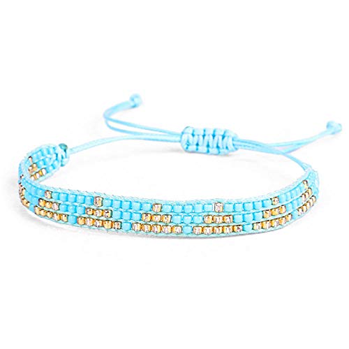 Bracelet tissé en perles bleu clair idéal pour sublimer vos tenues d'été bohèmes