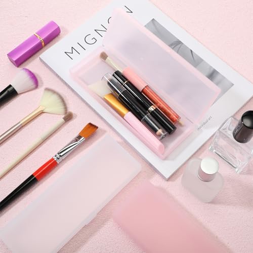 Image of Fainne 36 Pcs Plastic Pencil Case Bulk Plastic Pencil Boxes Frosted Pens Holder with Hinged Lid and Snap Closure for Stationery Organizer School Office (White Pink)