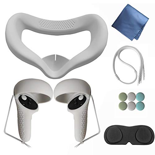 Oculus Quest 2 Protective Cover Set,Oculus Quest 2 Controller Straps,Quest Lens Cover,Lens Protect Cover for Oculus Quest 2,Anti-Throw Sweatproof Handle Protective Sleeve