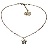 Feiner Dirndlschmuck (antik-silber-farben) aus kleinen Perlen, Perlenkette von Hand gefertigt, angenehmes Tragegefühl