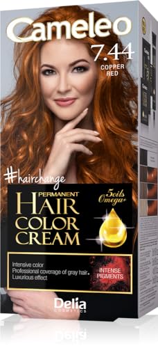 Cameleo - Crema Colorante Permanente para el Cabello - Rojo Cobre - Color Intenso y Protección - 5 Aceites + Ácidos Omega Plus - Tinte para el Cabello Profesional y Lujoso - Kit Completo