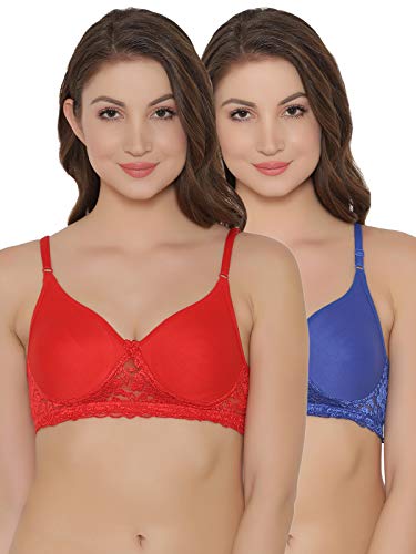 Image of Clovia Women's Pack of 2 Cotton Rich Non-Wired Spacer Cup T-Shirt Bra