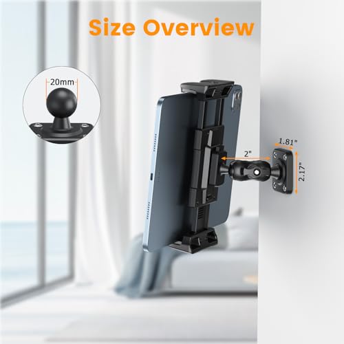 Image of OHLPRO for iPad Wall Mount Tablet Holder, Adjustable Drilled Base with 2 inch Support Arm Stand for 5-13 inch iPad mini Pro Air, Fire HD, Galaxy Tab, Switch and Phone - 360 Viewing, Adjustable Tilt