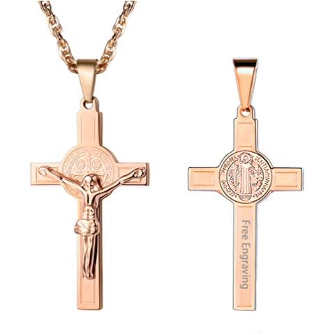 PROSTEEL Personalizable Colgante Cruz Mujer Oro Rosa Cover