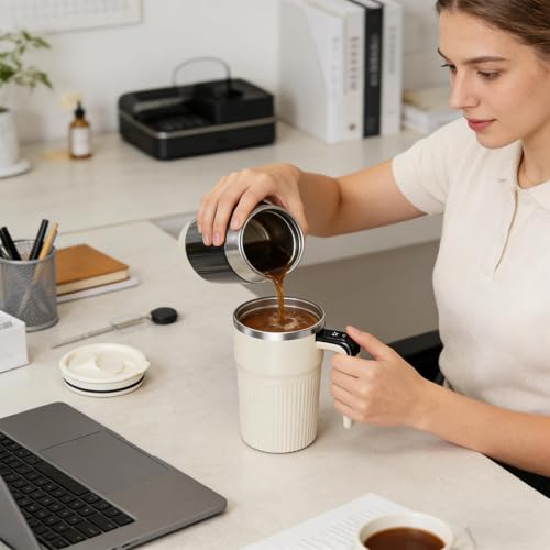 Taza de café con agitación automática recargable de 400 ml para leche 4