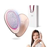 EMS ヘアブラシ ミニ wavewave マイナスイオン 赤色LED サラサラ 髪 クッションブラシ くし 誕生日 女性 妻 彼女 母 プレゼント(ギフト用（ピンクゴールド）)