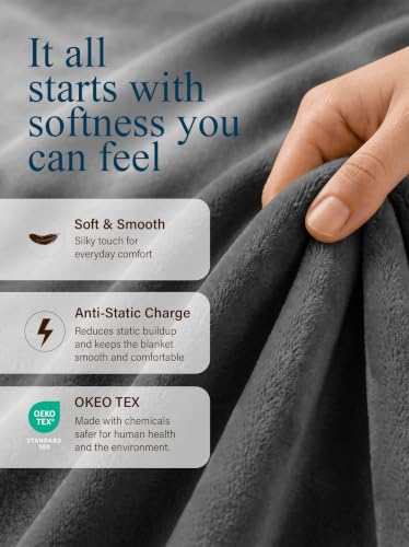 Image of Utopia Bedding Ultra Soft Fleece Bed Blanket Queen Size Grey (90x90 Inches)