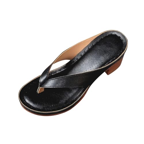 Lanunlly Sandales À Talons Bloc pour Femmes Sandale petit Talons Tongs Femme Antidérapantes Respirantes Confortable Compensée Bride Cheville Bout Ouvert...