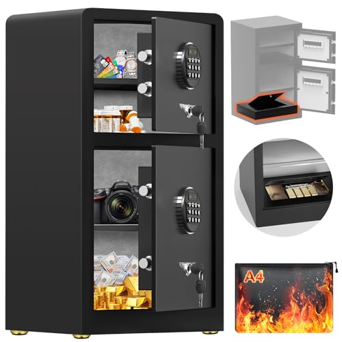 5.1 Cuft Fireproof Safe for Home, Large Home Safe Box Fireproof Waterproof with Dual Key System and Hidden Lock Box, Document Safety Box for House Business Office USE (27.6'*15'*16.5')