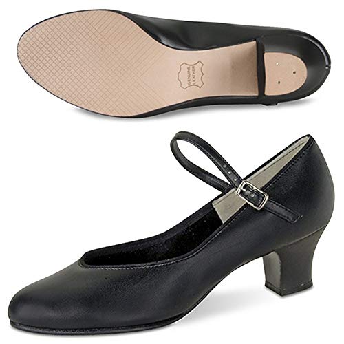 Danshuz Girls Black Faux Leather Upper Heeled Queen Tap Shoes 12.5 Kids