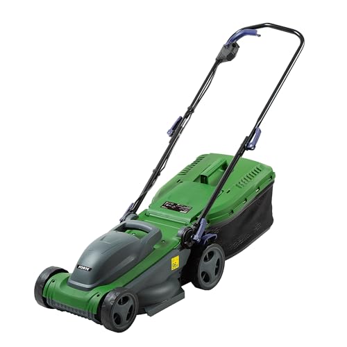 Forte Cortacésped eléctrico de 1400 W y 34 cm con un Ancho de Corte de 34 cm, 6 Alturas de Corte Ajustables y un Rodillo Trasero. Potente cortacésped eléctrico para césped pequeño a Mediano