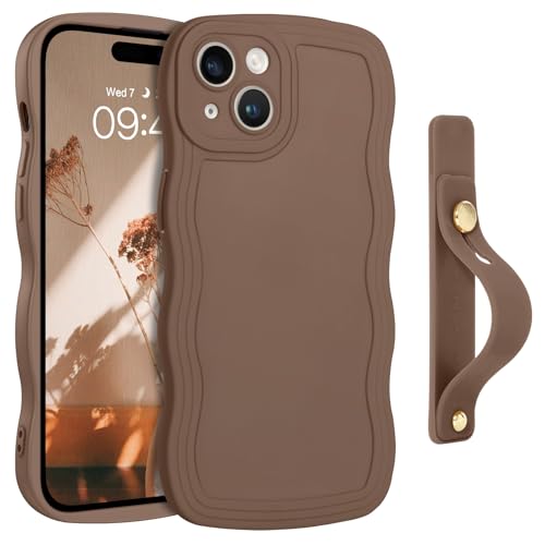 Coque iPhone 15 Plus antidérapante marron pour éviter les chutes de téléphone
