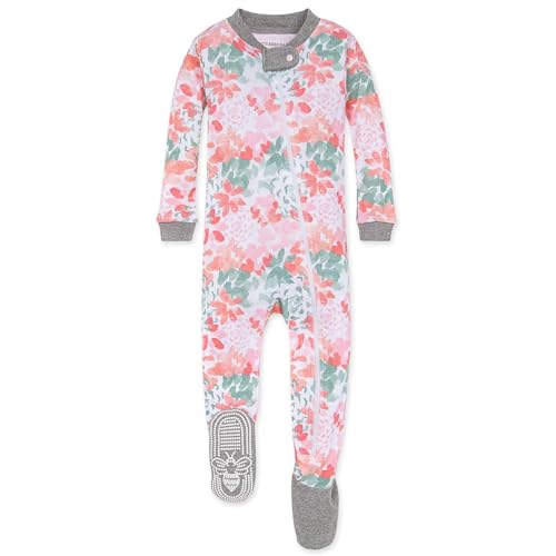 Image of Burt's Bees Baby Baby Girls' Unisex Pajamas, Zip-Front Non-Slip Footed Sleeper Pjs, Organic Cotton