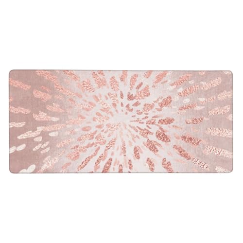 Tapis de souris grand format rose doré 40x90 cm pour bureau gamer chic