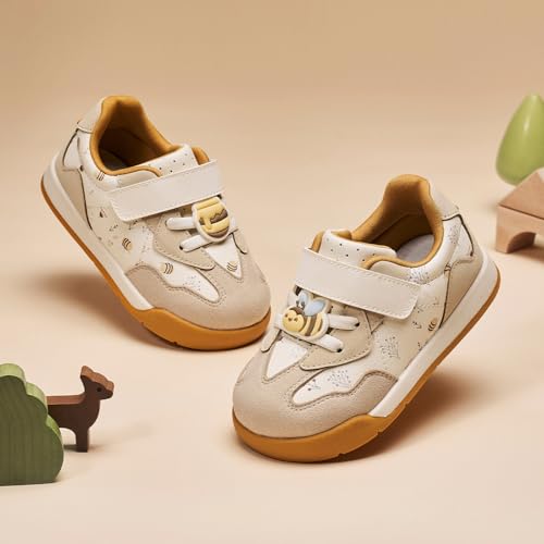 Image of Balabala Girls Boys Toddler Sneakers Wide Toe Box Walking Shoes | Unisex Kids Sneakers with hook-and-loop straps, non-slip soles, soft heel cushion, and flexible support for play