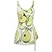 Spaghetti Strap Mini Dress for Womens Green Apples Scoop Neck Side Drawstring Sexy Beach Split Dress XS