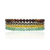 Attract Luck Wealth Attract Abundance Manifest Money Stackable Crystal Intention Bracelet Set -...