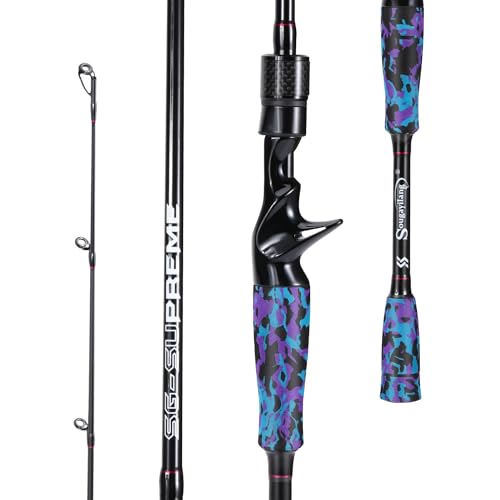 Sougayilang Fishing Rod - Medium 2Pc Graphite Composite Blank Spinning & Casting Rod, Camouflage EVA Grip, Smooth Transition Fishing Pole-Purple-6'10''-Casting