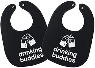 Drinking Buddies Twins Baby Bibs - 100% Soft Cotton, Unisex Twin Bib Set