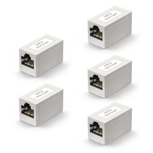 VCE RJ45 Kupplung Cat6 Vergoldet Lan Kabel Verlängerung Gigabit Ethernet Netzwerkkabel Verbinder Patchkabel Adapter POE RJ45 LAN-Verbindung für Switch Router PC TV PS4 5 Stück