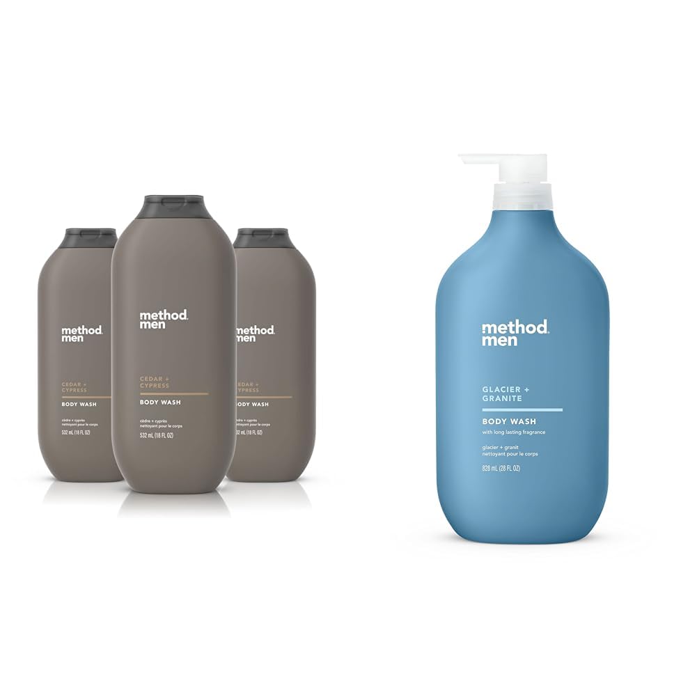 Method Men Body Wash Cedar Cypress Paraben and Phthalate Free 18 FL Oz Pack of 3 Men Body