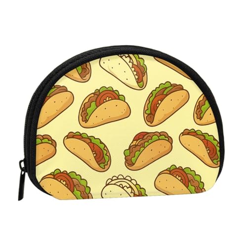 Portable Coin Purse Cartoon Taco Design Mini Zippered Money Pouch Card Holder