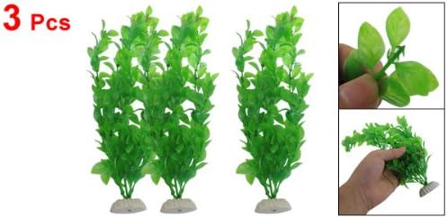 uxcell 3-Piece Fish Tank Artificial Plants, 10.6-Inch, Green