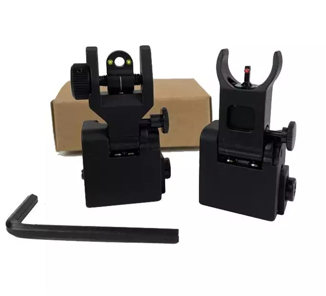 Viseur de Fer Avant arrière AR15 en Aluminium Tactique avec Vue de Fibre Optique AR15 Rouge Vert