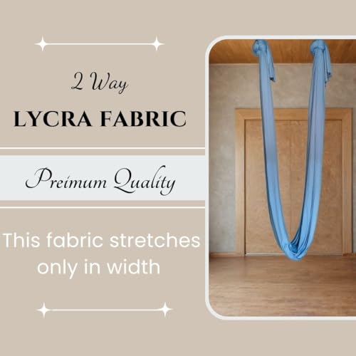 Image of Streetup India Lycra Fabric 6x1.5 Mtrs Aerial Swing /Yoga Hamock for Antigravity Yoga /Flying Yoga |With Carabiners |Light Blue