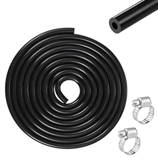 Fentar 3M Silicone Vacuum Tube, ID 4mm, OD 8mm, Black, 115PSI Max Pressure, 2 Clamps, Air/Water Transfer