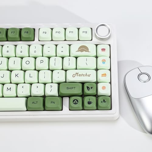 Image of KBDiy Matcha Keycaps Set, 143 Keys Green Dye-Sublimation PBT Keycaps, KOA Profile Cute Custom Keycaps, for 60% 75% 100% Cherry Gateron MX Switches Mechanical Keyboards