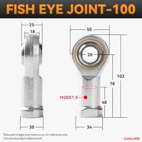 Image of Cylinder Fisheye Joint Bearing Internal Gear Universal Joint Ball Head Connecting Rod Suitable for Pneumatic SC 100 Cylinder