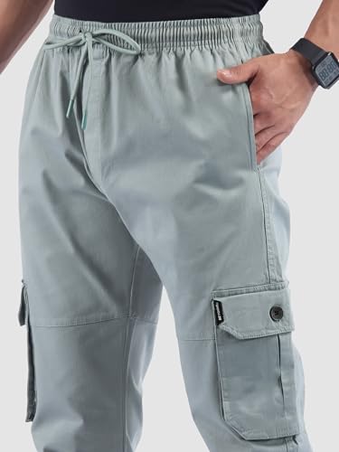 Image of Beyoung Cotton Regular Fit Heavy Gauge Cargo Joggers for Men | Ribbed Hem | Spacious Pockets | Track Pants | Elastic Waistband | Cargo for Men