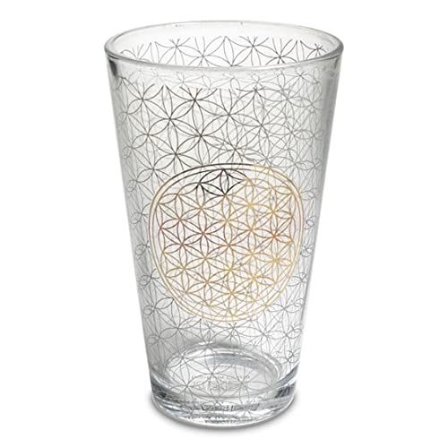 Verre de 480 ml en verre avec fleur de vie en or - pour boissons froides Cover
