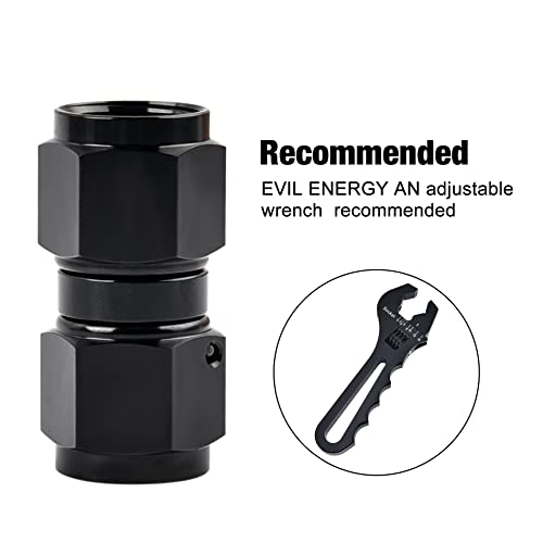 EVIL ENERGY 6AN Female to 6AN Female Straight Swivel Coupler Union Fitting Adapter Aluminum Black 2PCS - Image 5
