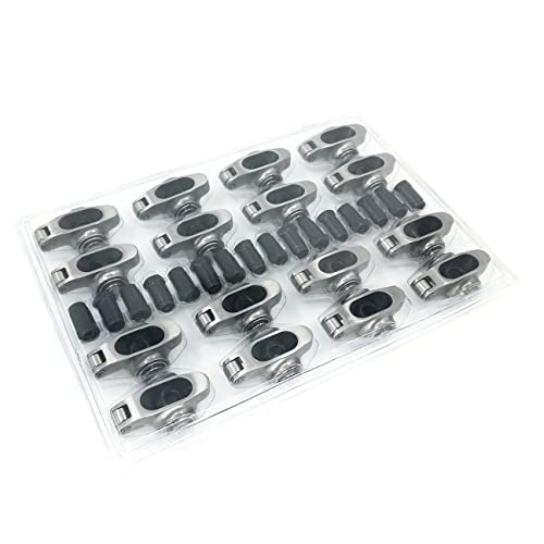 AngyMeck 16pcs Small Block Chevy 1.5 Ratio 7/16 Stainless Steel Roller Rocker Arms Sbc 305 350 400