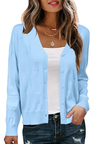 Image of Arach&Cloz Women's Soft Cropped Cardigan Casual Lightweight Shrug Sweater Tops